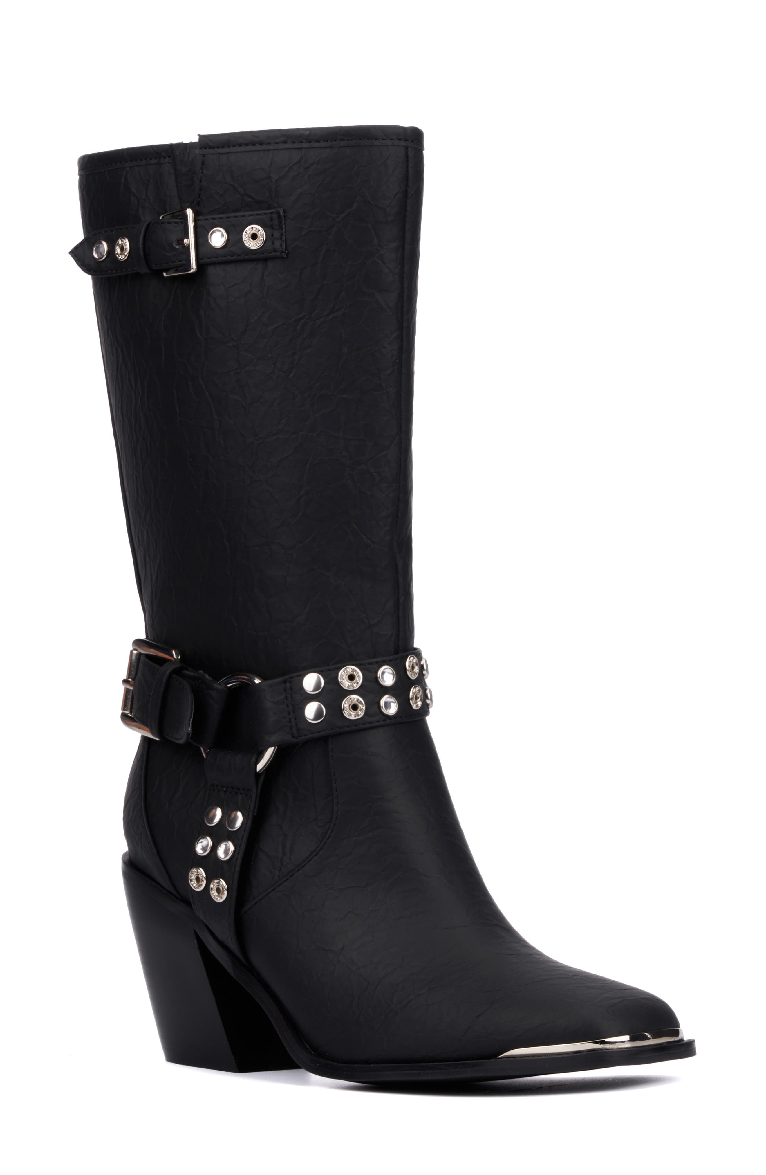OLIVIA MILLER Tarot Card Studded Boot, Main, color, Black