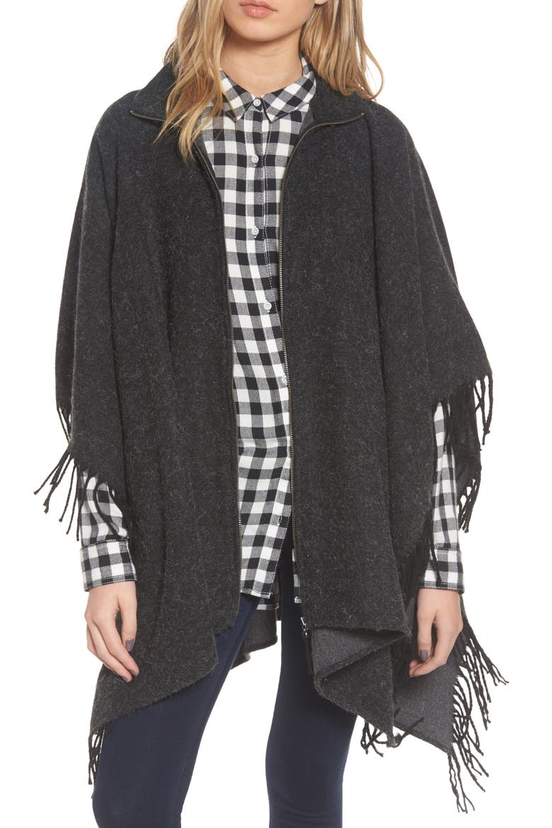 Zip Poncho, Main, color, GREY COMBO