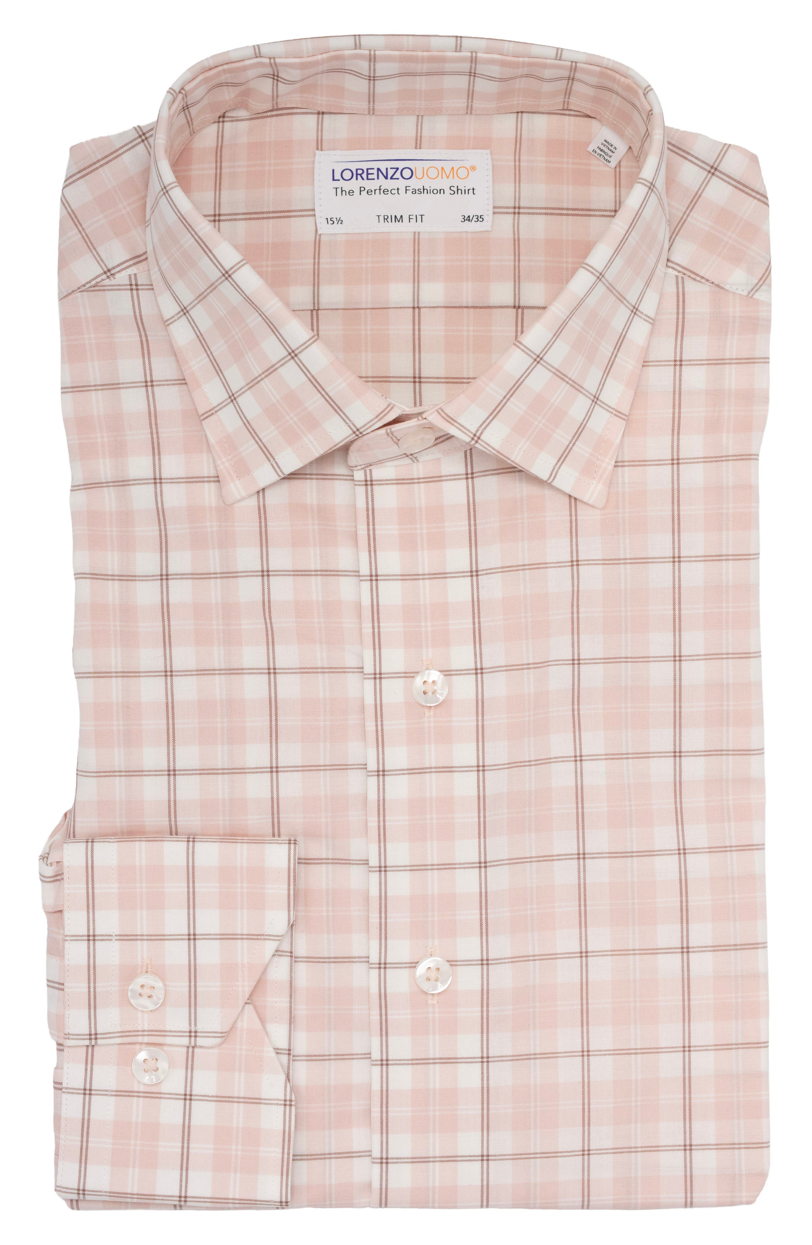 Lorenzo Uomo Trim Fit Large Windowpane Dress Shirt