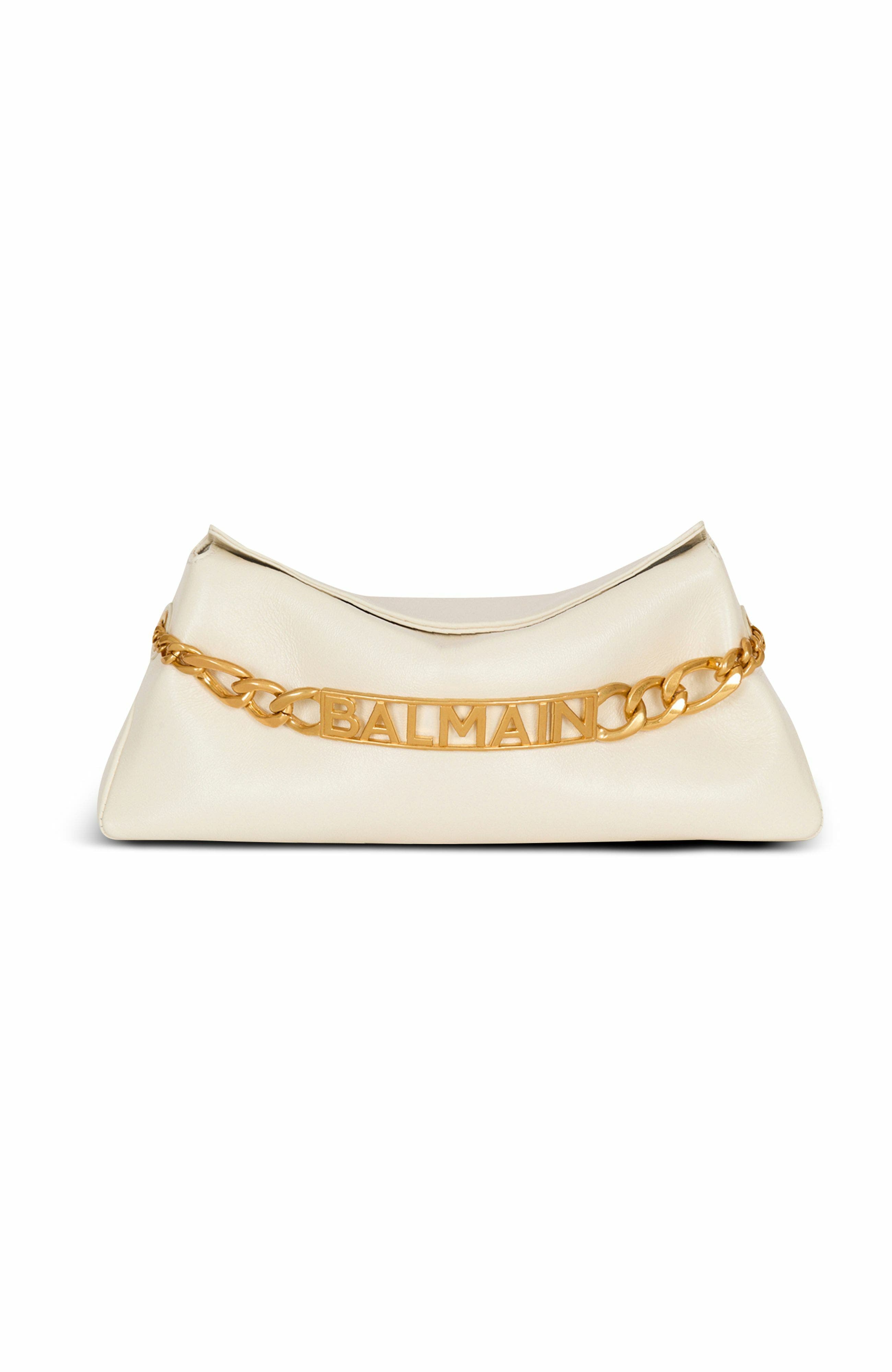 Balmain 1945 Soft Crinkled Leather Clutch, Main, color, 