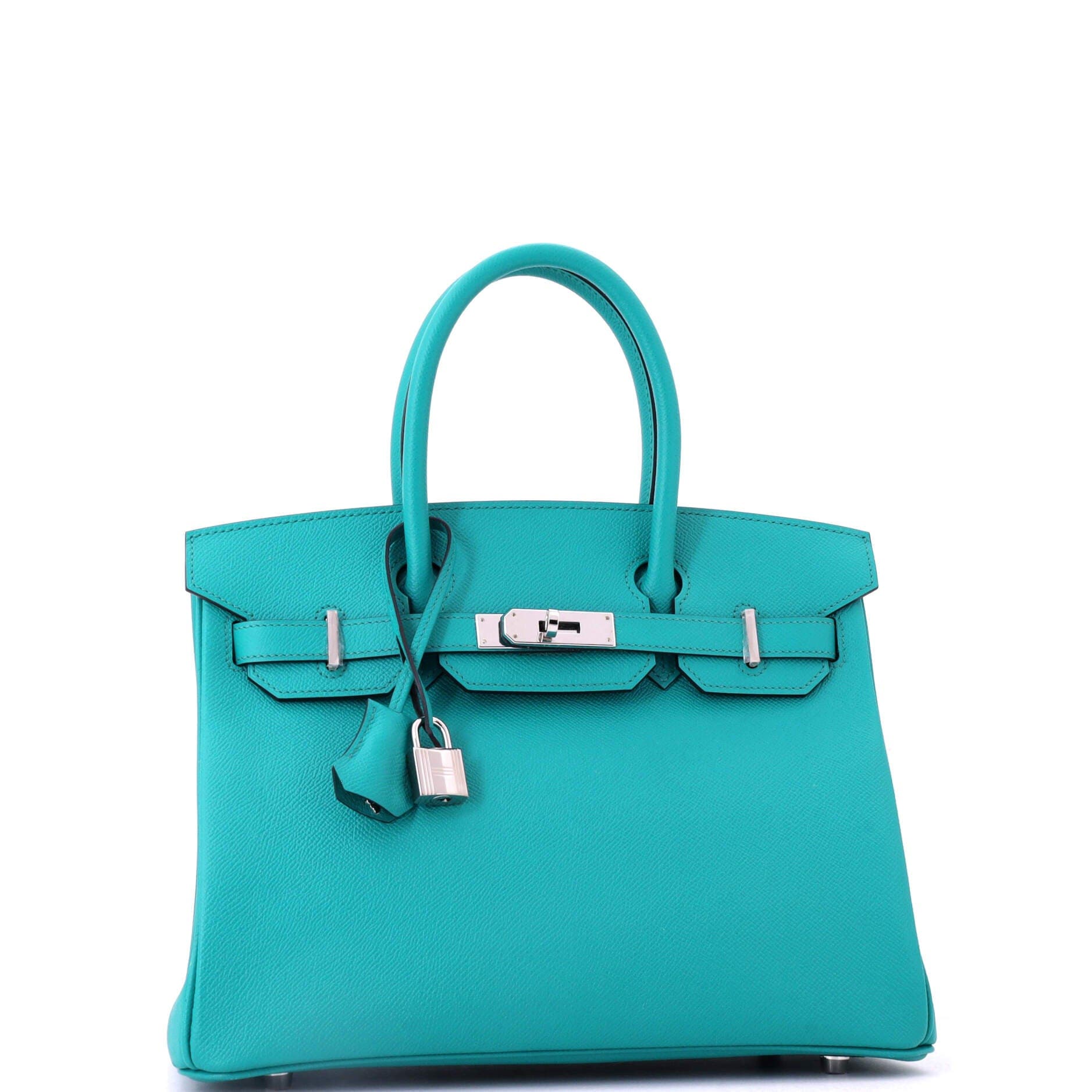 Pre-Owned Hermes Birkin Handbag Blue Epsom with Palladium Hardware 30, Alternate, color, Bleu Paon