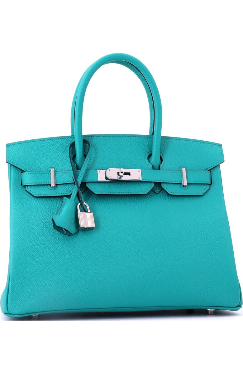 Pre-Owned Hermes Birkin Handbag Blue Epsom with Palladium Hardware 30, Alternate, color, Bleu Paon