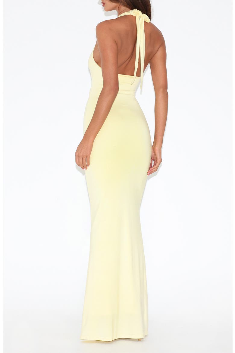 Zeneva Twist Front Evening Dress, Alternate, color, LEMON