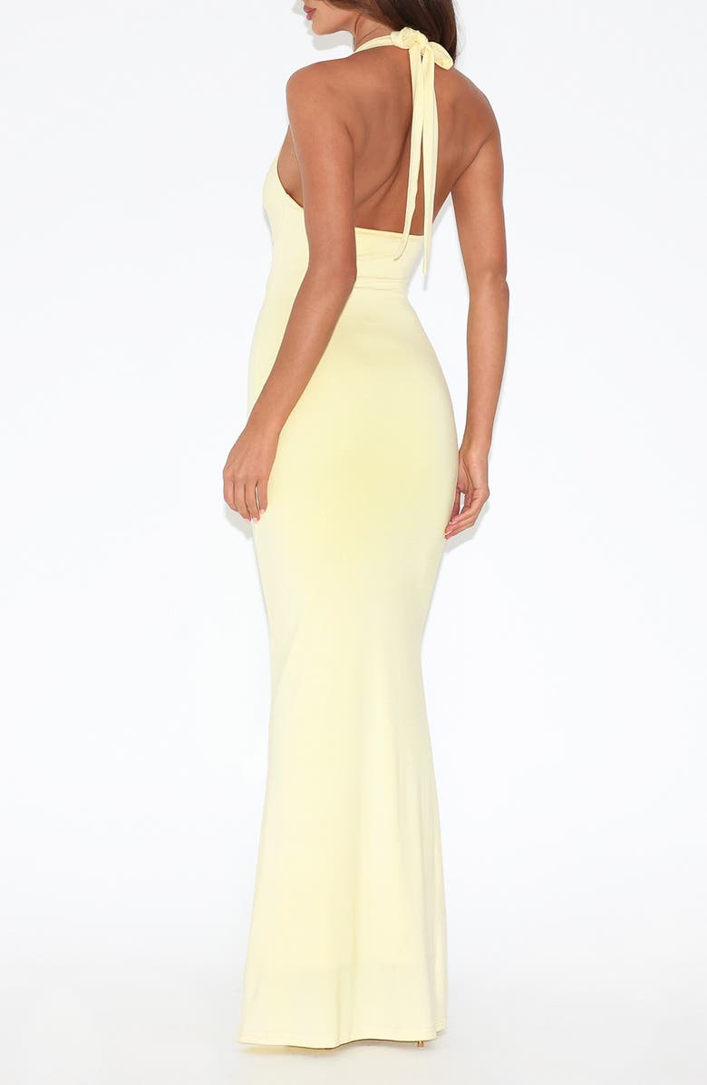 Tiger Mist Zeneva Twist Front Evening Dress, Alternate, color, Lemon