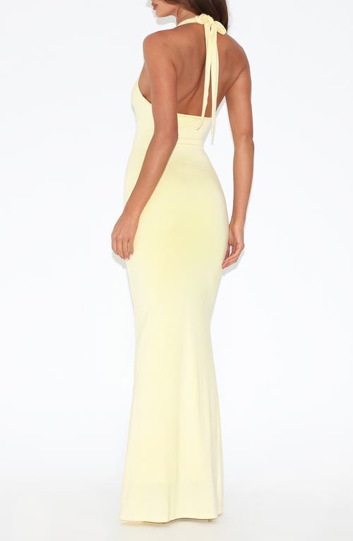 Tiger Mist Zeneva Twist Front Evening Dress In Yellow