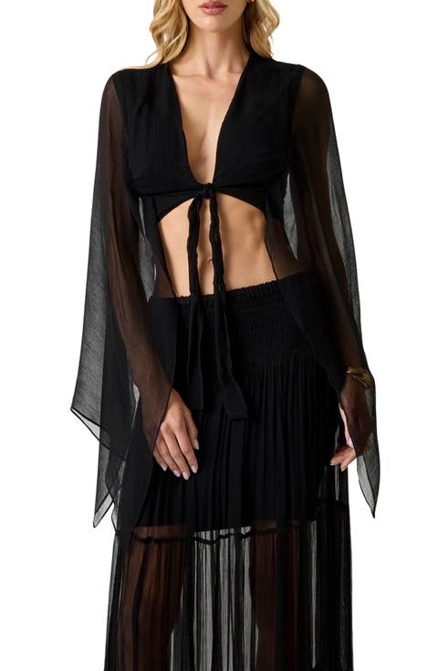 Tamia Long Sleeve Crinkle Chiffon Top