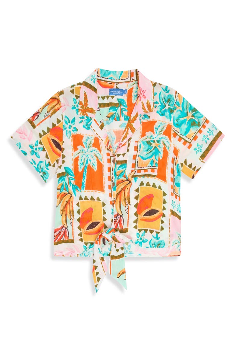 CARIBBEAN JOE Crinkle Tie Front Top, Alternate, color, 