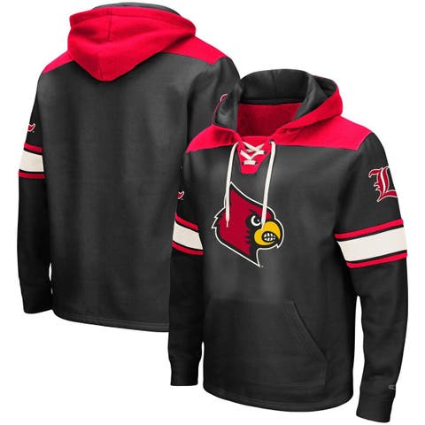 Men's Colosseum Black Louisville Cardinals 2.0 Lace-Up Logo Pullover Hoodie
