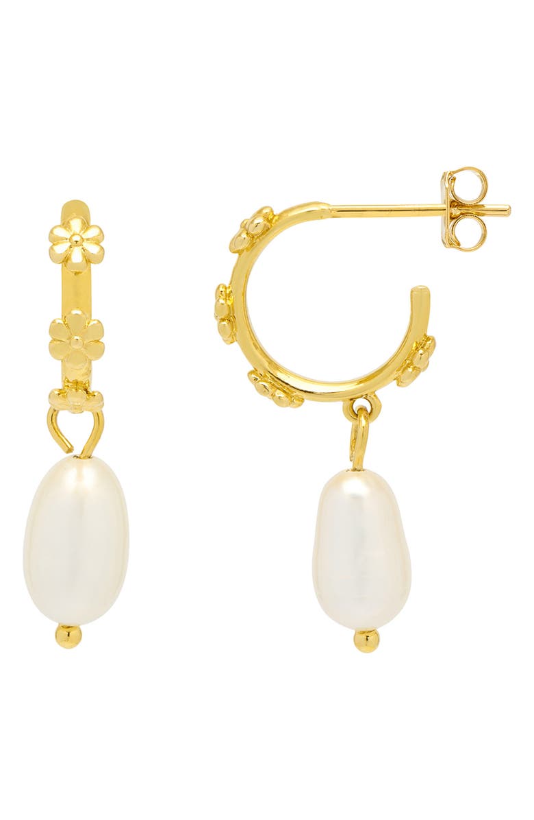 Estella Bartlett Flower Faux Pearl Drop Earrings, Main, color, Gold