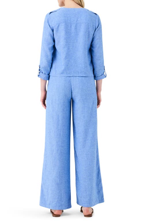 Nic + Zoe Rumba Linen Blend Moto Jacket In Blue