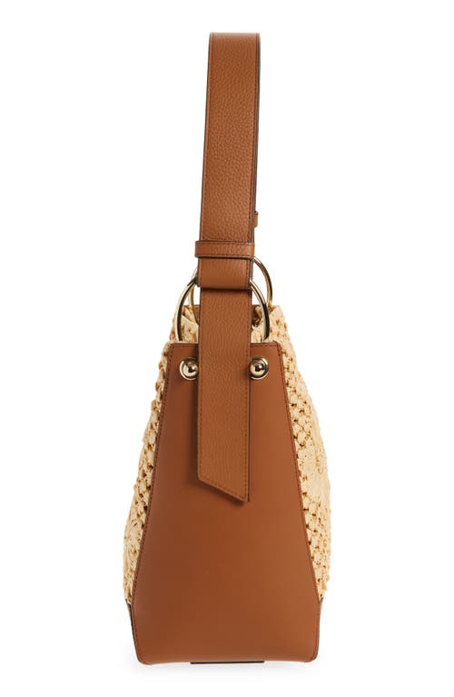 Strathberry Midi Lana Woven Raffia & Leather Bucket Bag