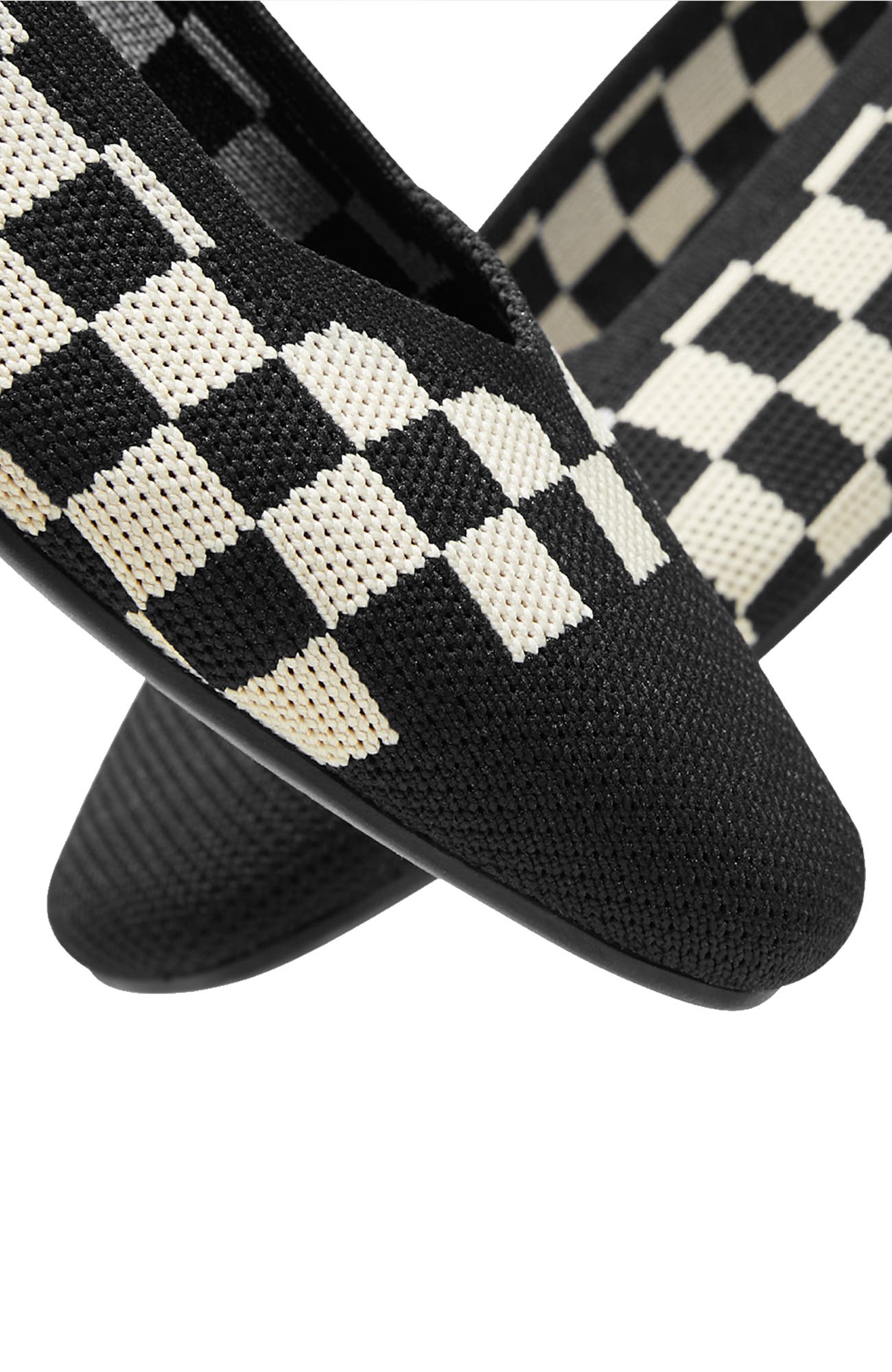 VIVAIA Square-Toe V-Cut Flats, Alternate, color, Checker