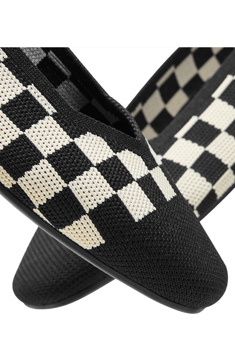 VIVAIA Square-Toe V-Cut Flats, Alternate, color, Checker