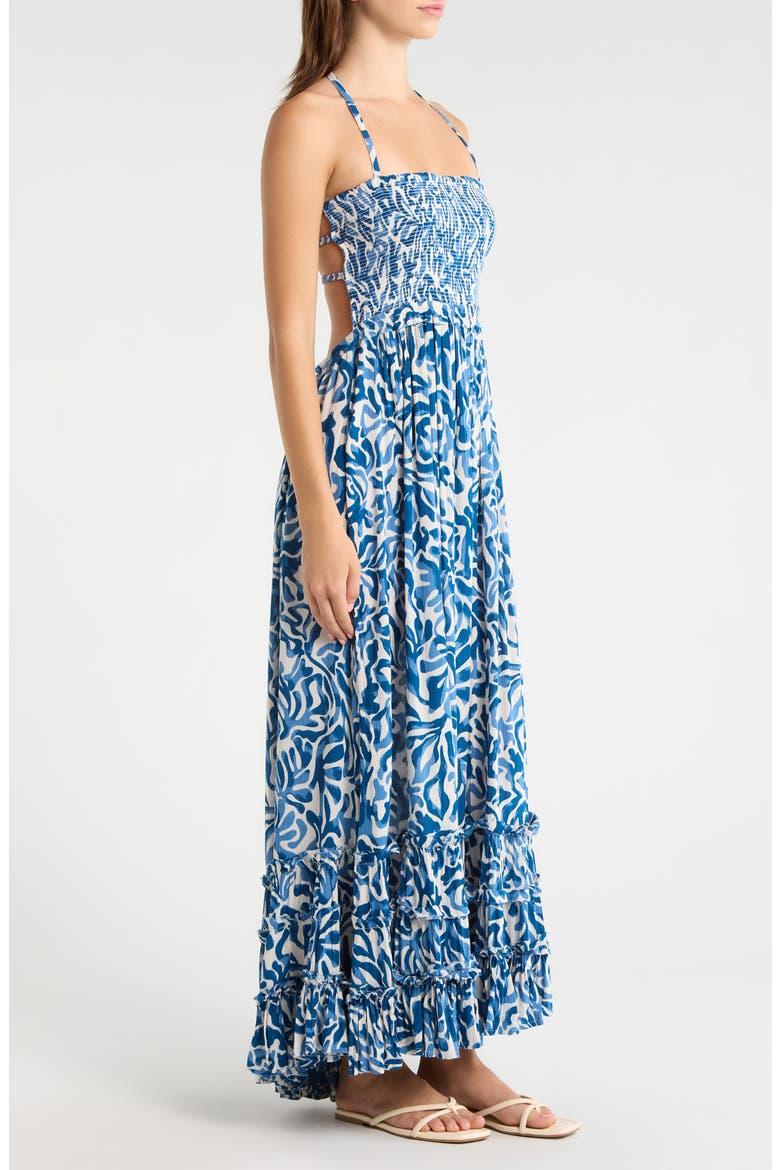 Strappy Smocked Maxi Dress, Alternate, color, BLUE CORALINA