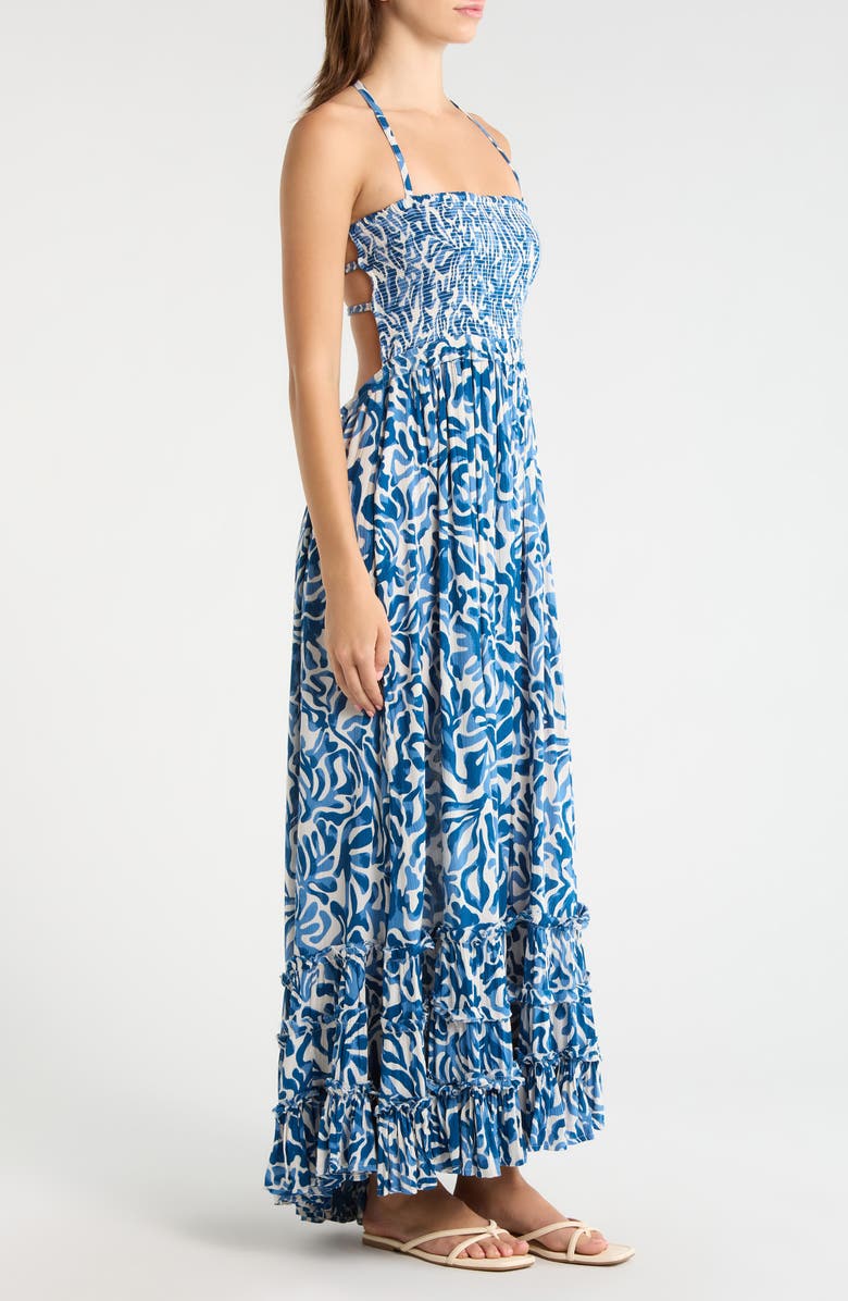 Elan Strappy Smocked Maxi Dress, Alternate, color, Blue Coralina
