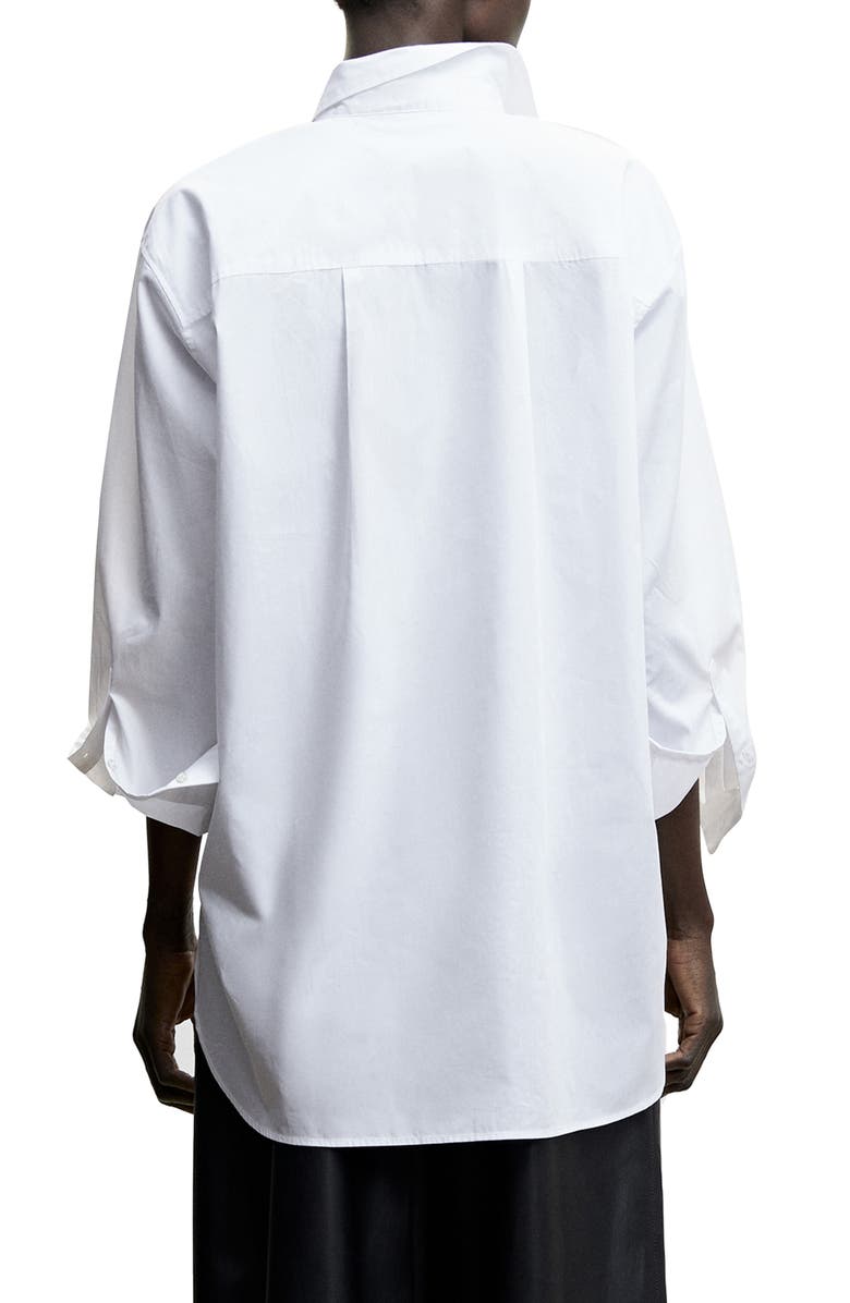 MANGO Oversize Long Sleeve Cotton Button-Up Shirt, Alternate, color,
