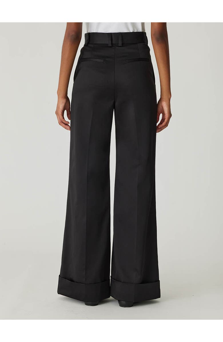 Rebecca Taylor Techy Sateen Wide Leg Pant, Alternate, color, Black