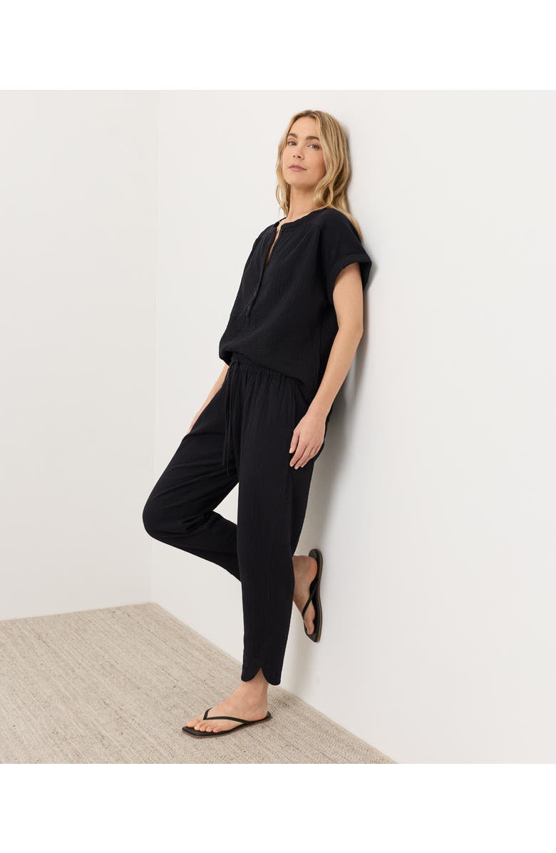 Pact Organic Cotton Coastal Double Gauze Tapered Pull-On Pant, Alternate, color, Jet Black