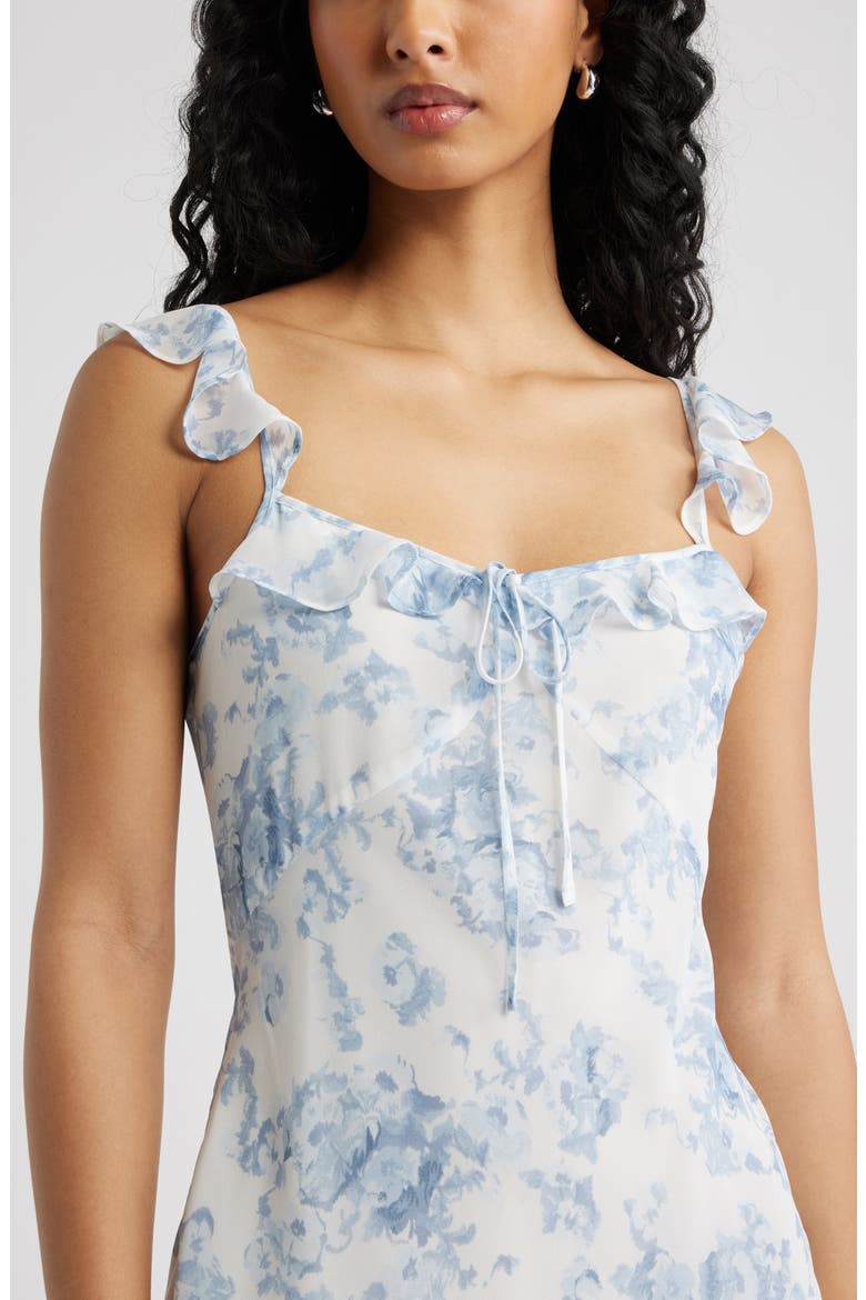 Ruffle Chiffon Maxi Dress, Alternate, color, BLUE TAPESTRY BLUR