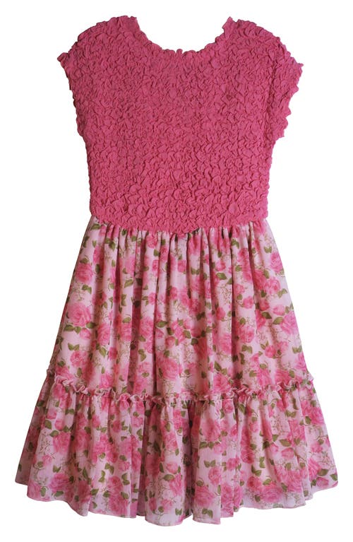 Zunie Kids' Floral Flounce Skirt Dress In Pink