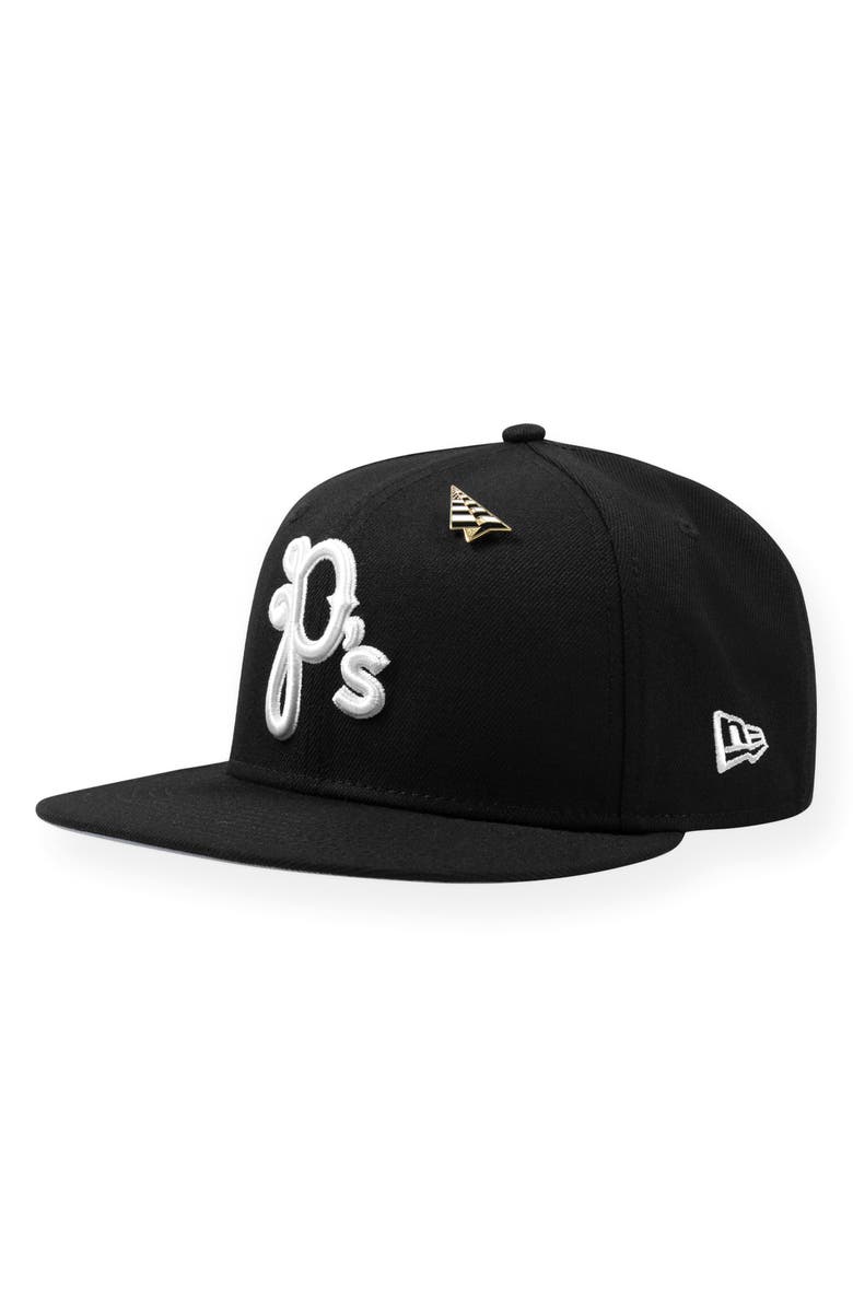 PAPER PLANES P Logo 59FIFTY Twill Hat, Main, color, Black