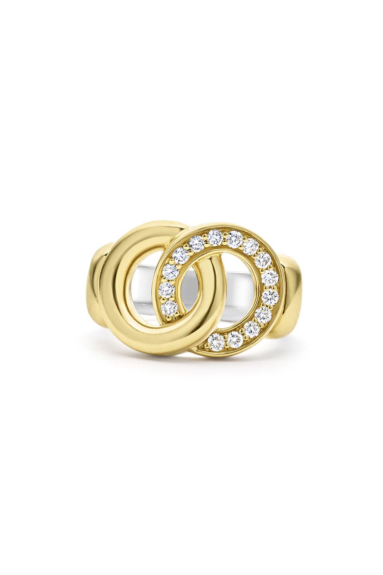 Signature Caviar Interlocking Pavé Diamond Ring, Alternate, color, TWO-TONE