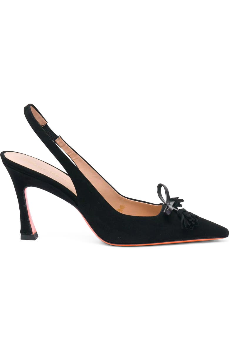 Santoni Suede High-Heel Slingback, Main, color, Black