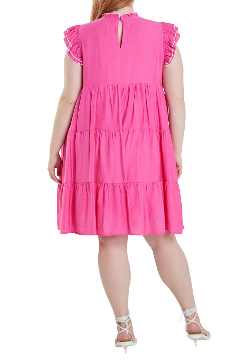 English Factory Contrast Merrow Stitch Babydoll Dress, Alternate, color, 