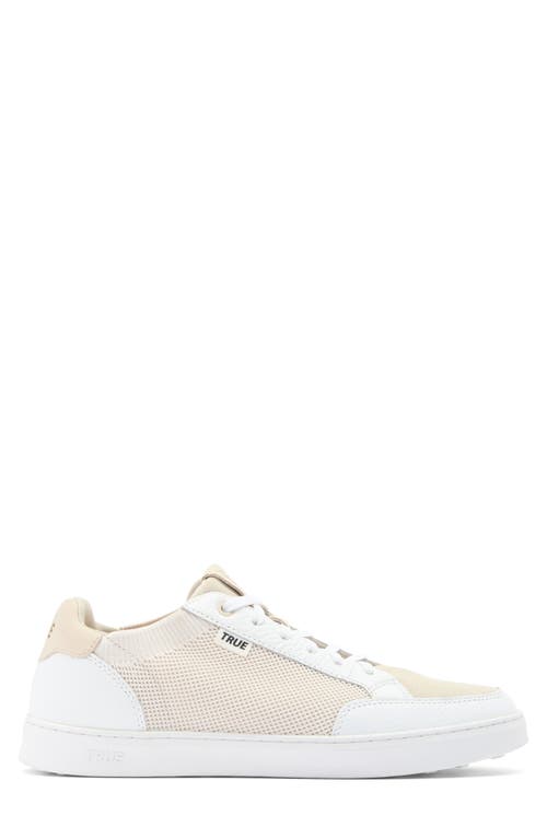 True Linkswear Mixed Media Sneaker In White Truffle