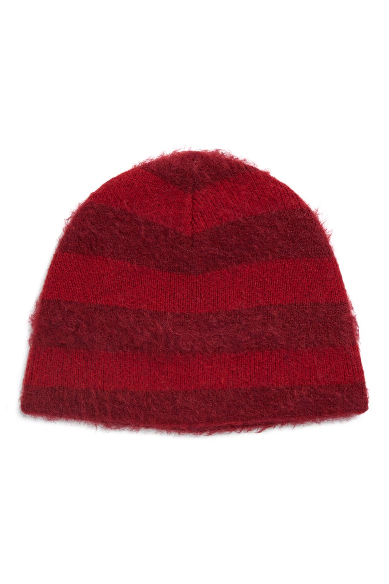 Gas Stripe Mohair & Wool Blend Beanie, Main, color, RED STRIPE
