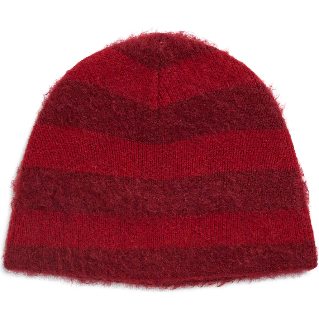 Stockholm Surfboard Club Gas Stripe Mohair & Wool Blend Beanie In Red