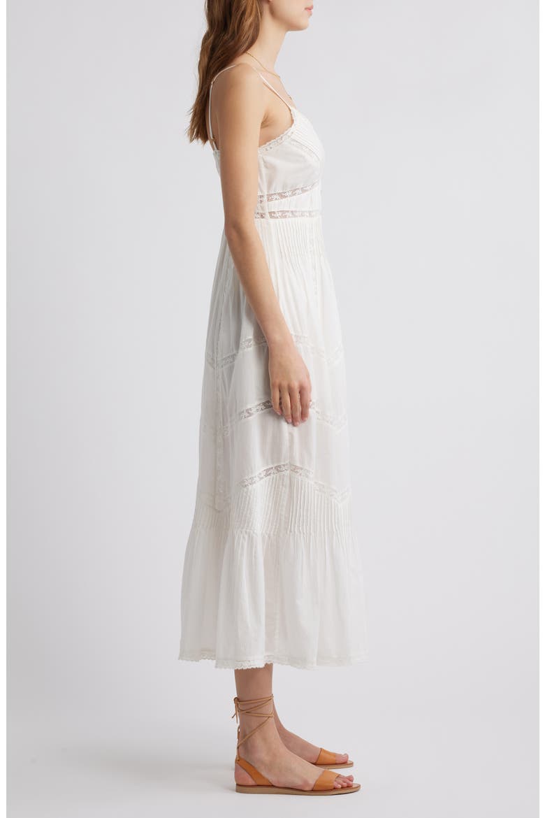 Esilda Lace Trim Cotton Dress, Alternate, color, TRUE WHITE