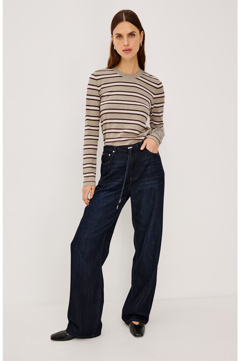 Normandie Wide Leg Drawcord Waistband Jeans, Alternate, color, RINSE WASH