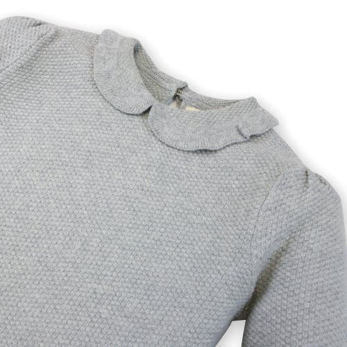 Hope & Henry Baby Girls' Peter Pan Collar Long Sleeve Sweater, Infant In Gray