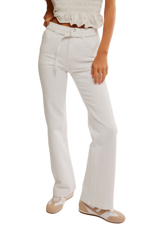 Free People Sabine Belted Slim Bootcut Jeans In Optic White