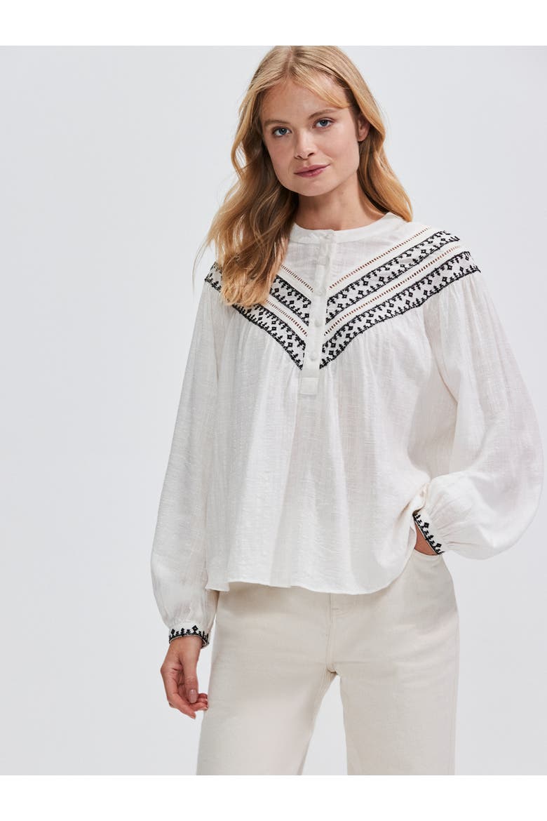 Embroidered Yoke Blouse, Main, color, Ivory