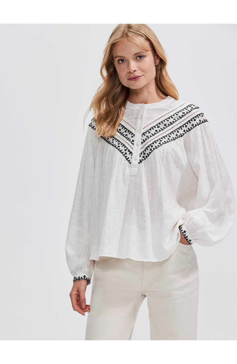 Ro&Zo Embroidered Yoke Blouse, Main, color,