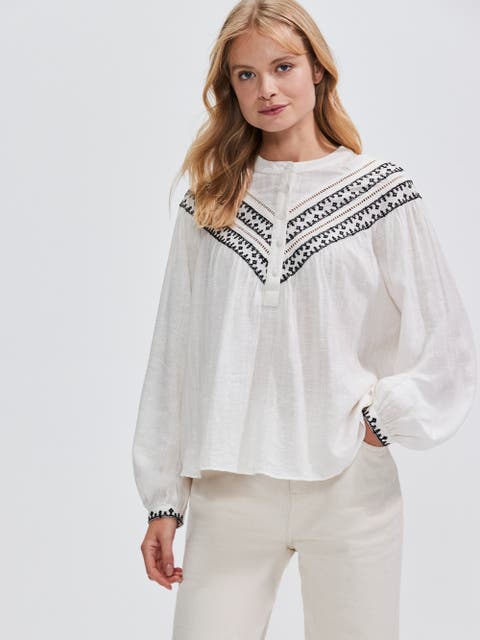 Embroidered Yoke Blouse