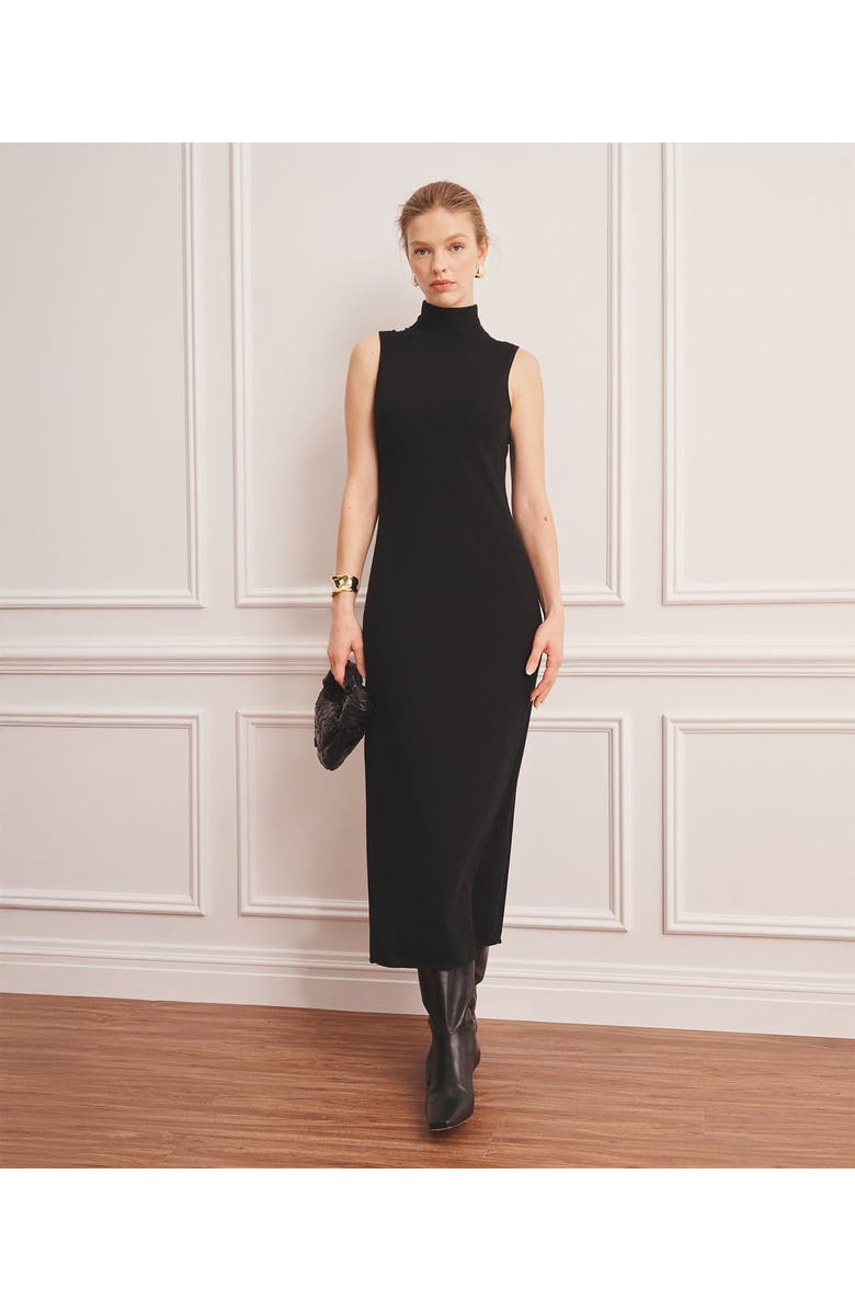 NAADAM Super Fine Cashmere Sleeveless Turtleneck Dress, Main, color, Black