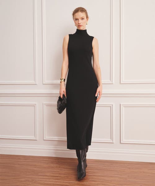 Naadam Super Fine Cashmere Sleeveless Turtleneck Dress In Black
