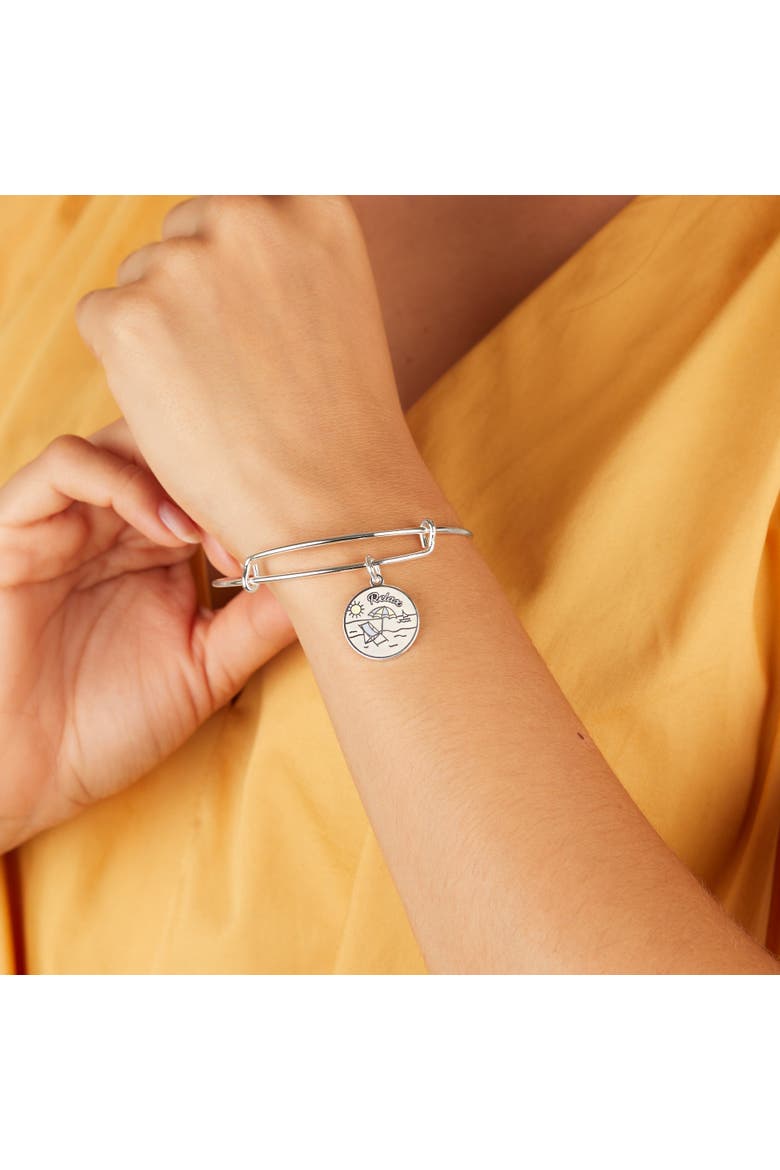 'Happy Retirement' Charm Bangle, Alternate, color, Silver
