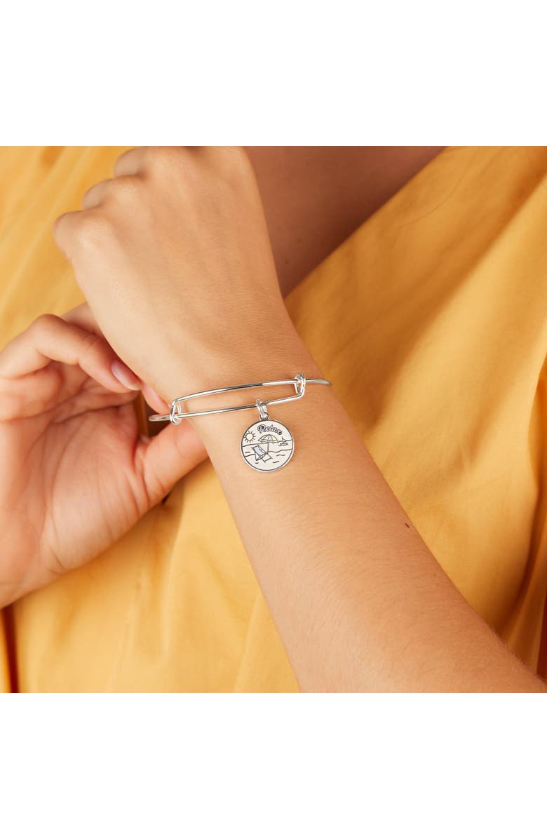 Alex and Ani 'Happy Retirement' Charm Bangle, Alternate, color, Silver