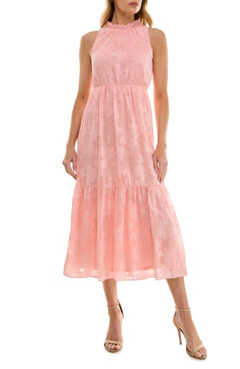 Sheer Texture Tiered Midi Dress