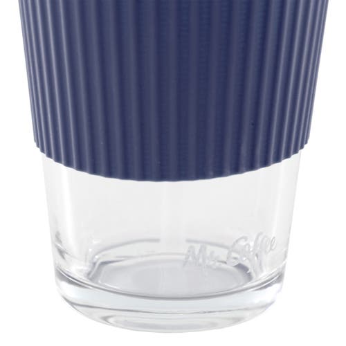 Mr Coffee Mr. Coffee Sip Savvy 4 Piece 15 Ounce Silicone Sleeve Glass Cup Set W/ Lid And Straw In Blue