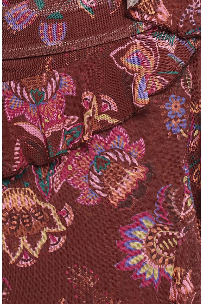 Sorbet Floral Print Halter Dress, Alternate, color, BROWN FLORAL