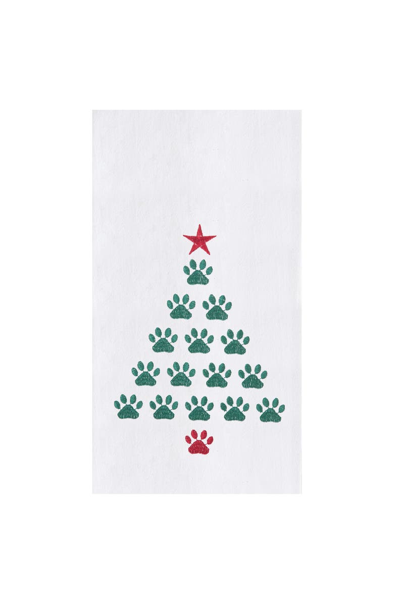 C&F Home Puppy Dog Paws Christmas Tree Embroidered 100% Cotton Flour Sack Dishtowel, Main, color, 