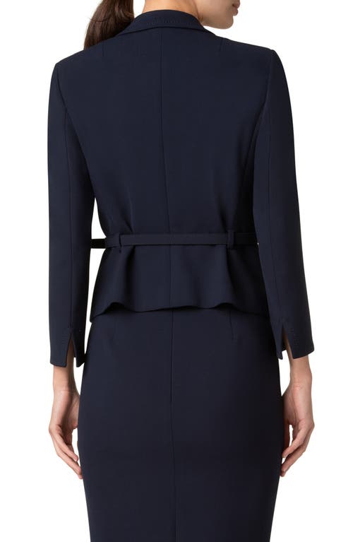 Akris Punto Pebble Crepe Belted Jacket In Navy