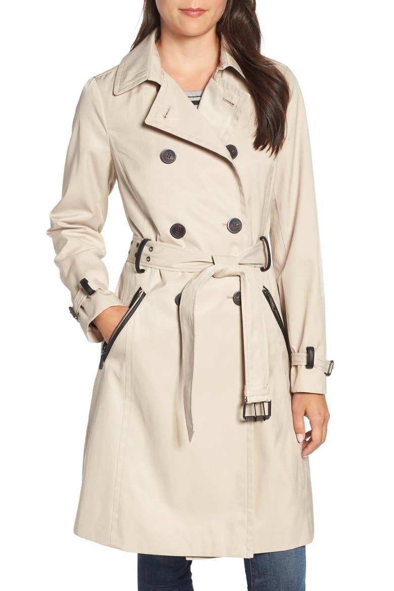Packable Trench Coat, Main, color, SAND