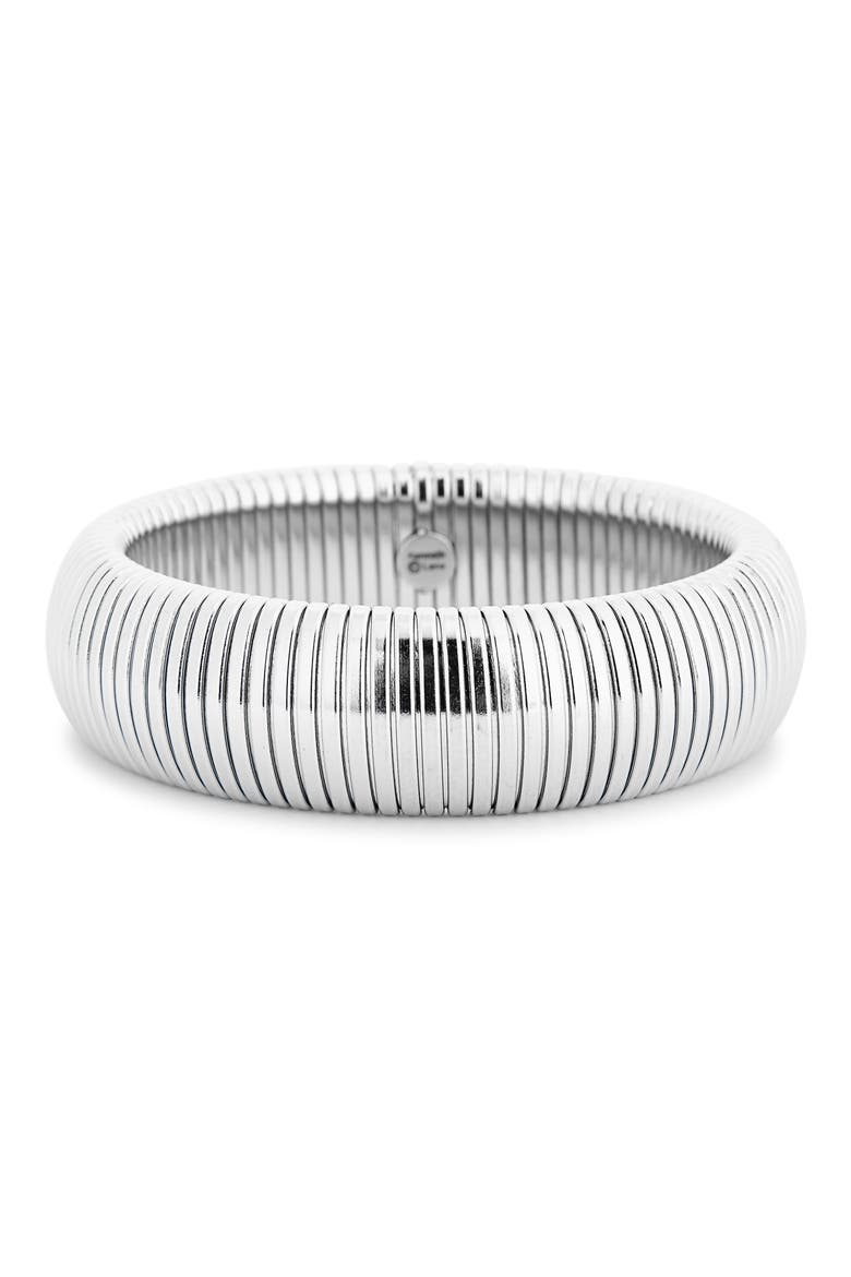 Ribbed Stretch Bracelet, Main, color, POLISHED SILVER