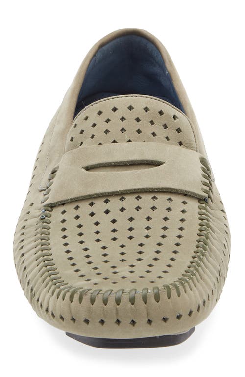 Robert Zur Flyer Perforated Driving Shoe In Khaki